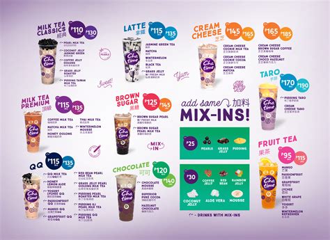 Chatime menu delivery .